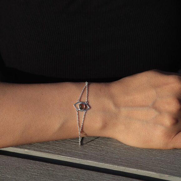 Natural Mystic Quartz Stone Chain Bracelet - Dainty 925 Sterling Silver for Her - Picture 6 of 9